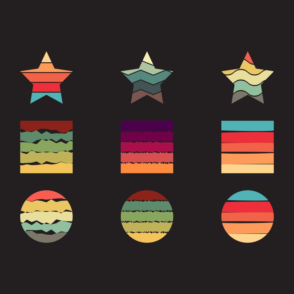 Retro vintage sunset background with different shapes. vector