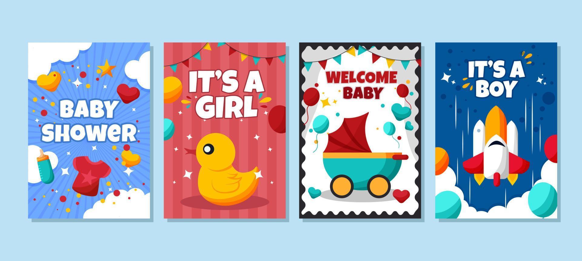Born Day Cards Collection vector