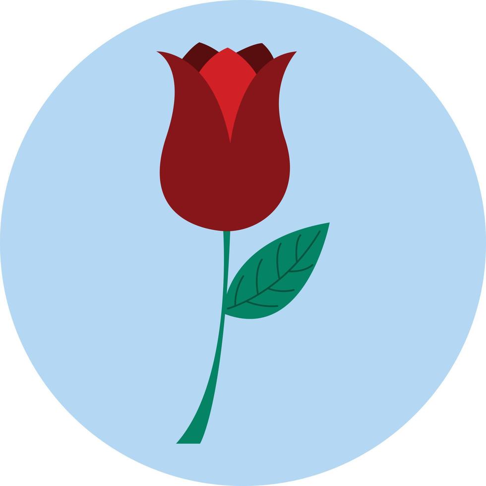 Red rose flower simple icon vector
