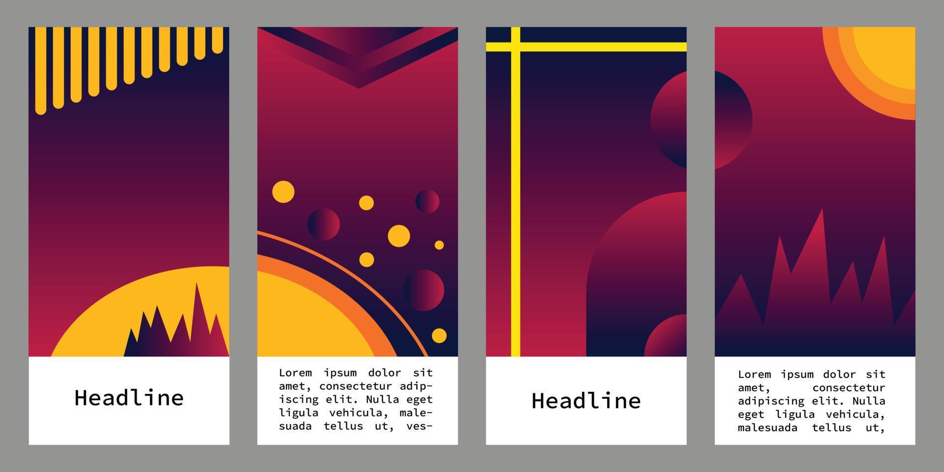 Abstract geometric background template set for brochure, poster, or other copy space vector