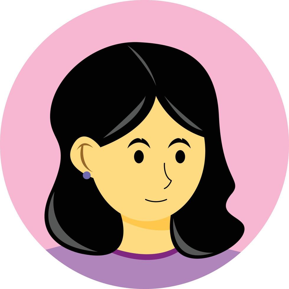 Female or woman face character with earring icon for design element vector