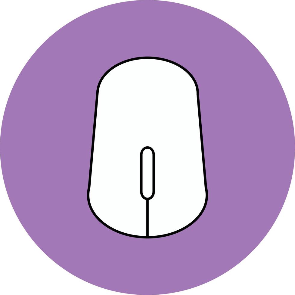 Mouse icon outline flat vector with round background