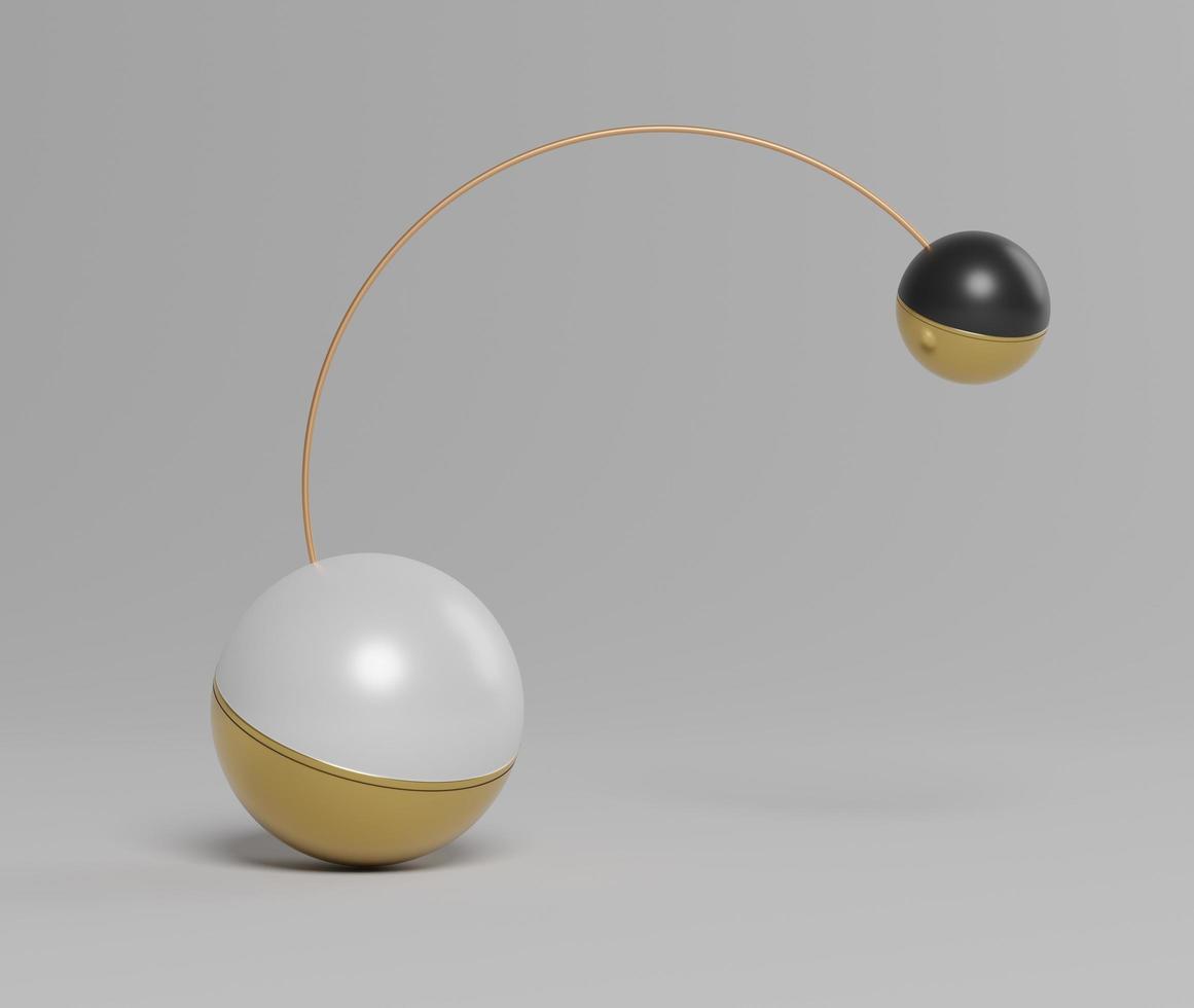 3d abstract simple geometric forms that show two balls holding by half