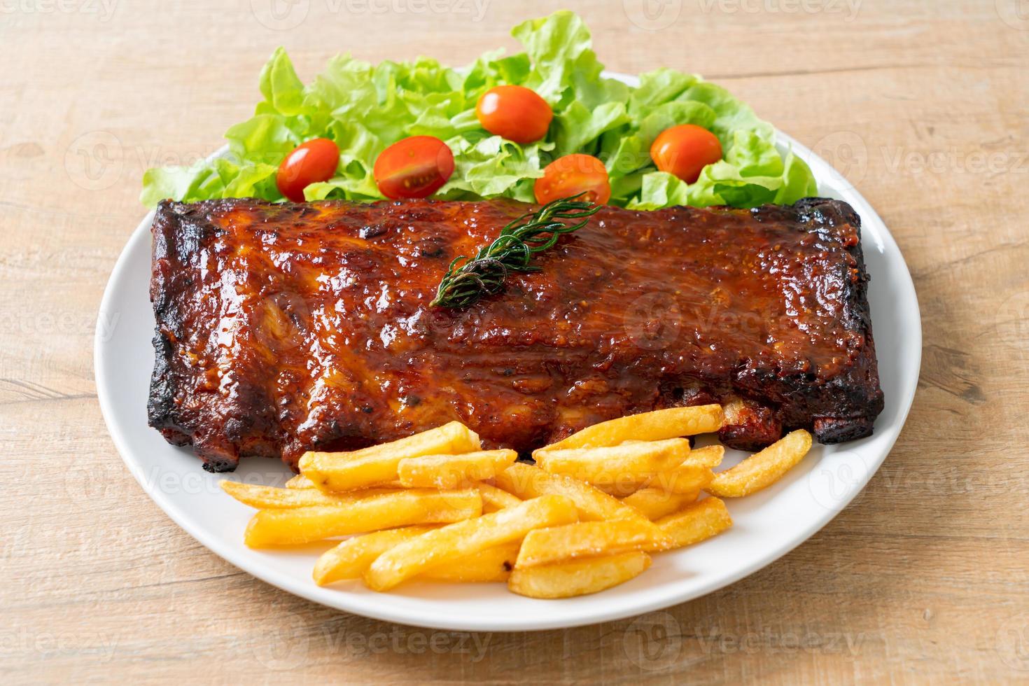 grilled and barbecue ribs pork photo