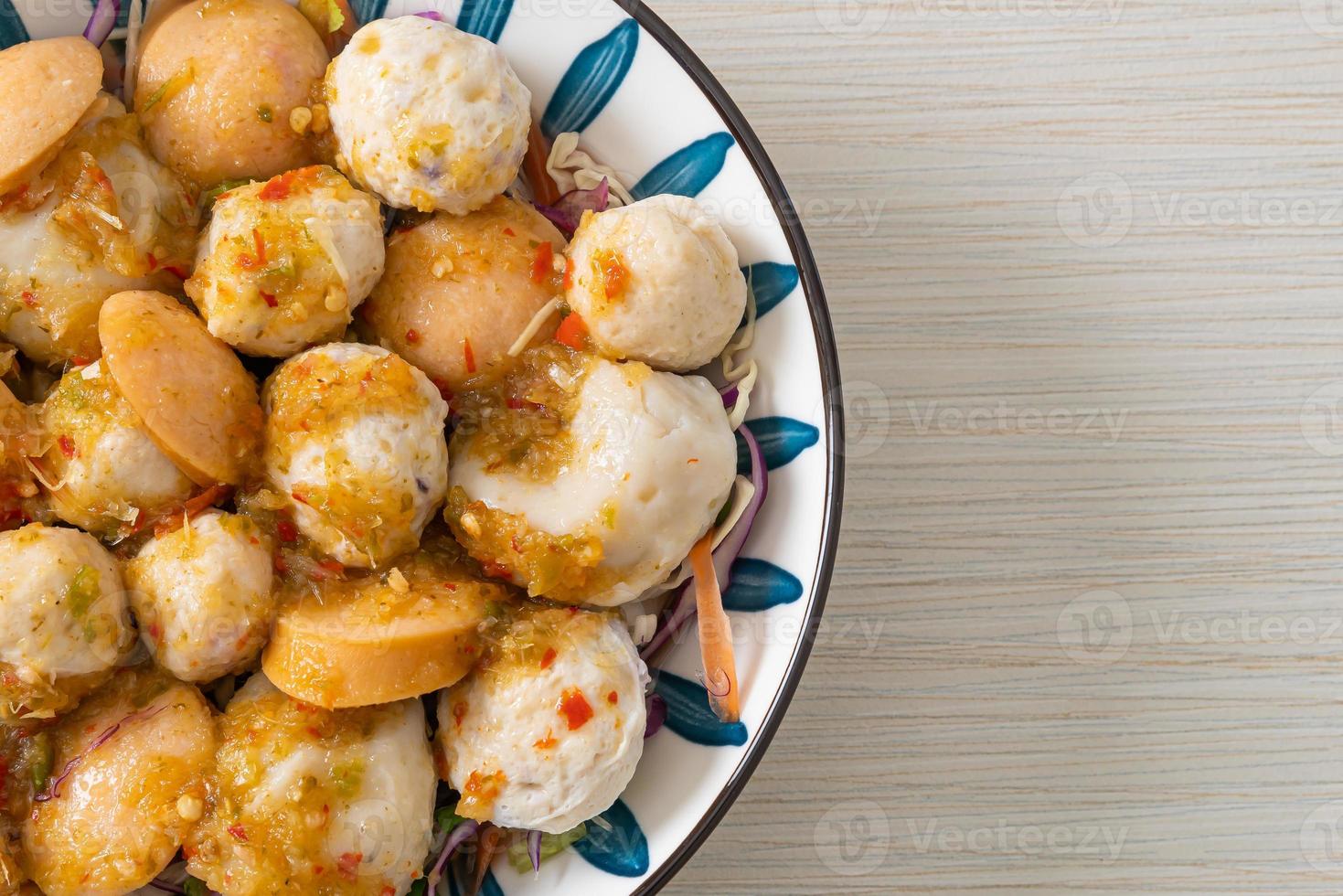 Meatball and fishball spicy salad photo