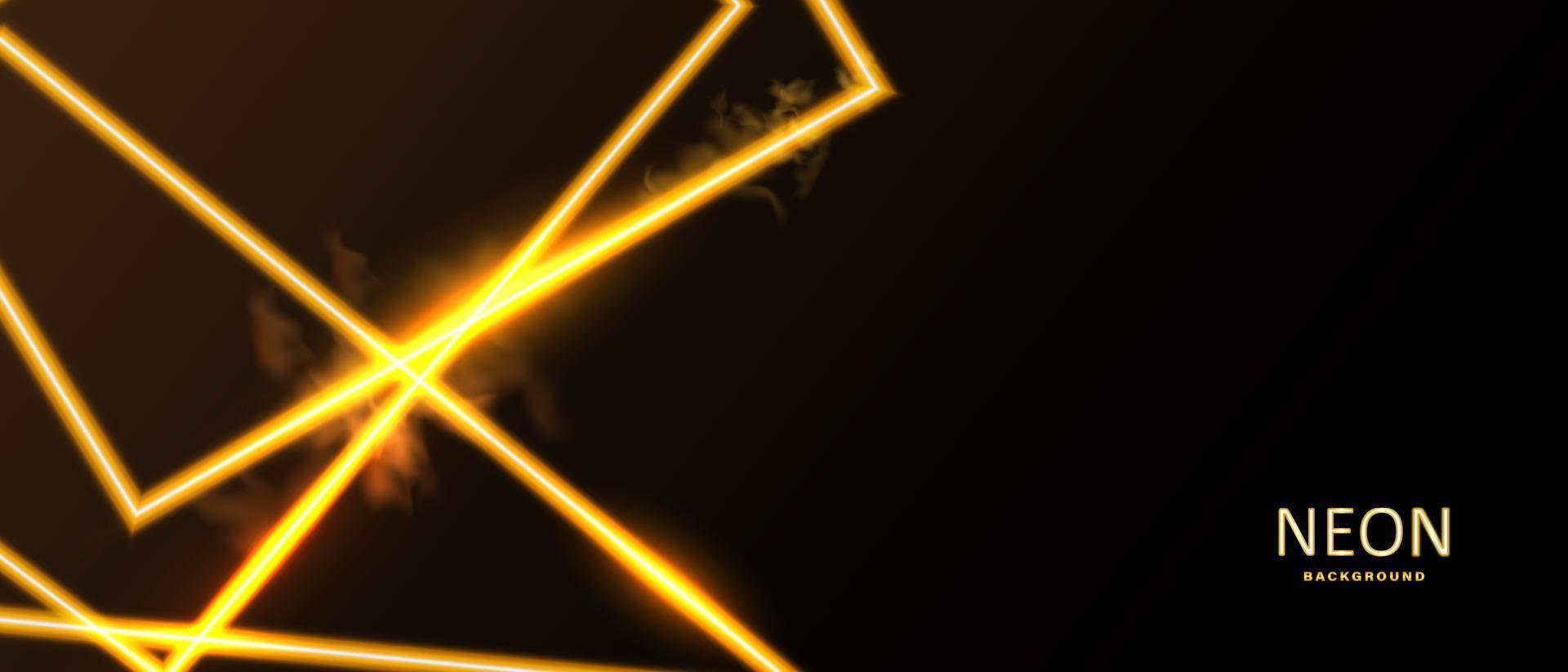Golden geometric neon light effect background. vector