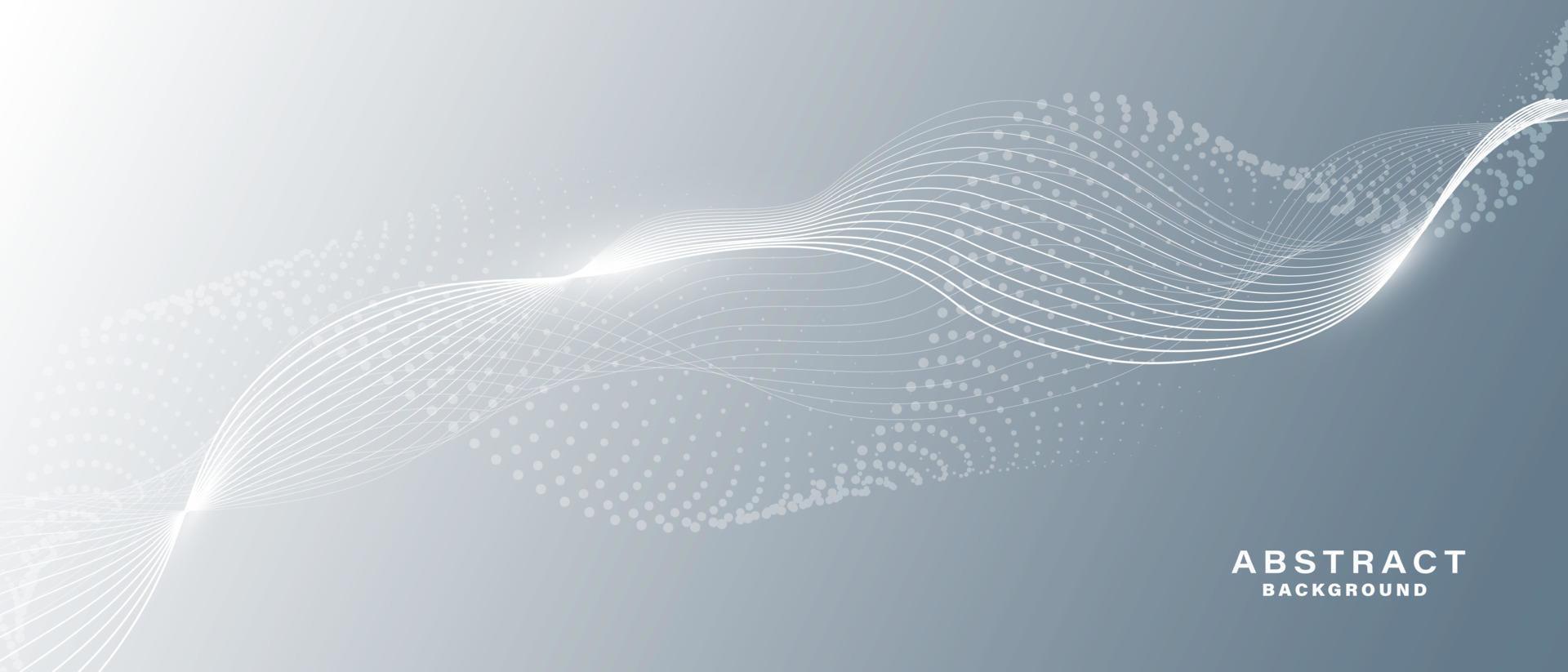 Grey white abstract background with flowing particles. vector