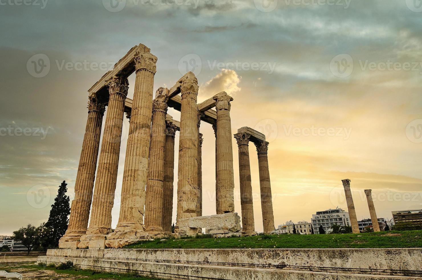 Temple of Olympian Zeus and Acropolis Hill, Athens, Greece photo