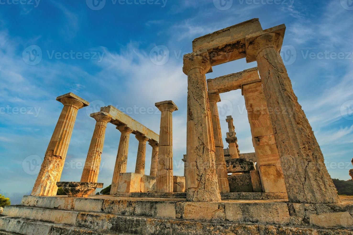 Aphaia temple on Aegina island in a summer day in Greece photo