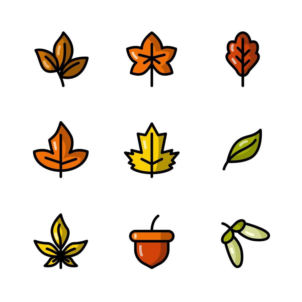 Fallen Leaves Icon Collection vector