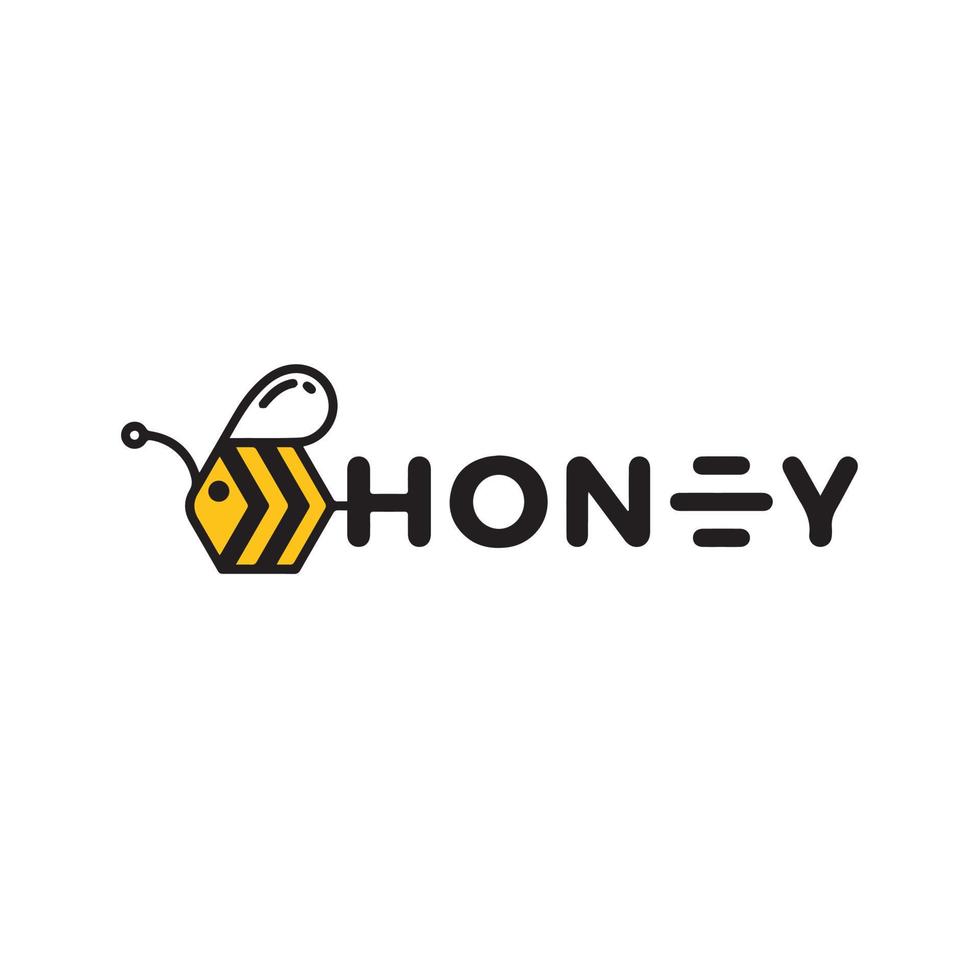 icono de abeja de miel para el logotipo de monograma de iniciales comerciales vector