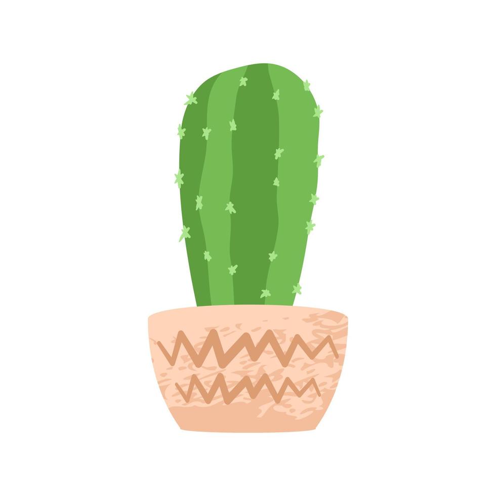 Cute aesthetic mini cactus. Isolated Ilustration. Flat style. Scalable and editable vector format.