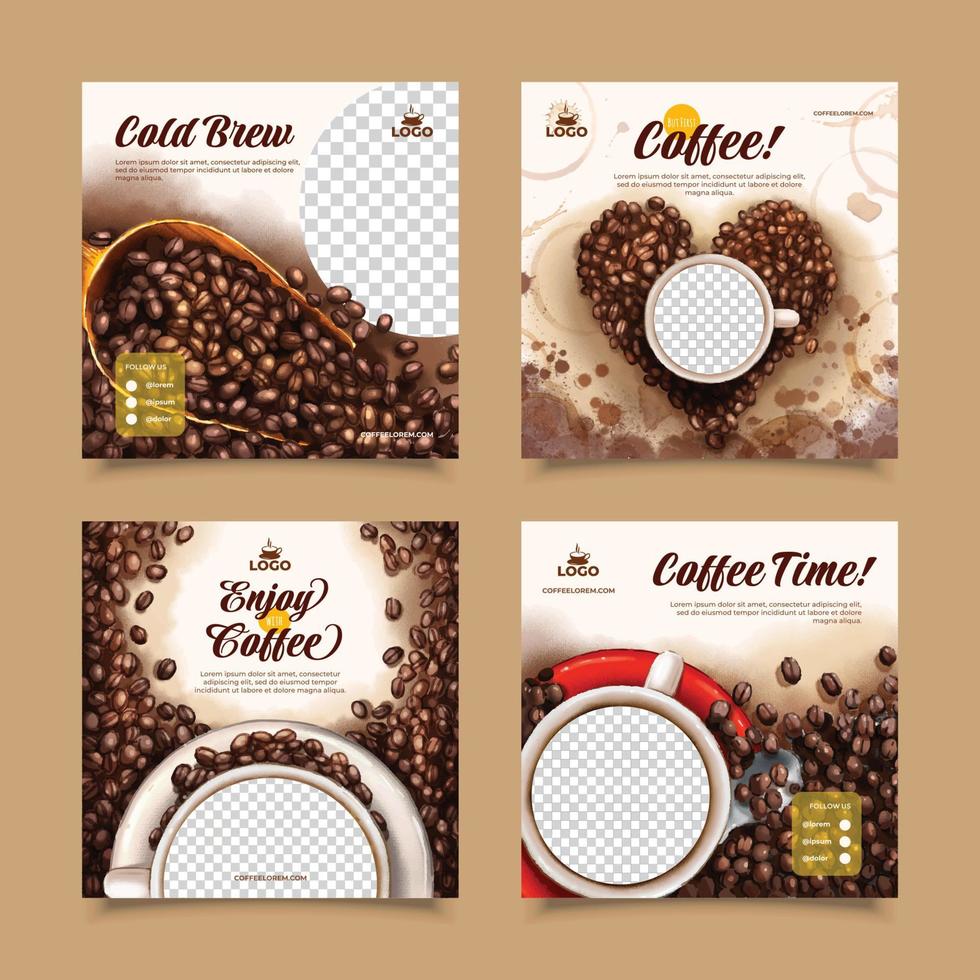 Coffee Beans Social Media Post Templates vector