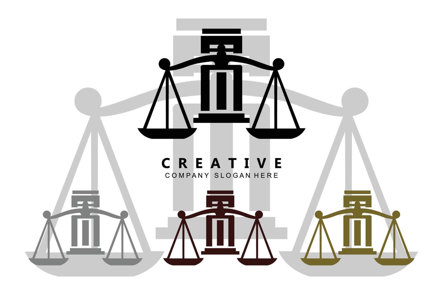 Lawyer or Justice law logo vector design, icon illustration
