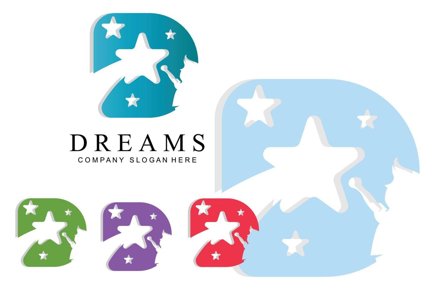 logotipo de icono vectorial lograr sueños, educación, concepto de estrella, niños vector