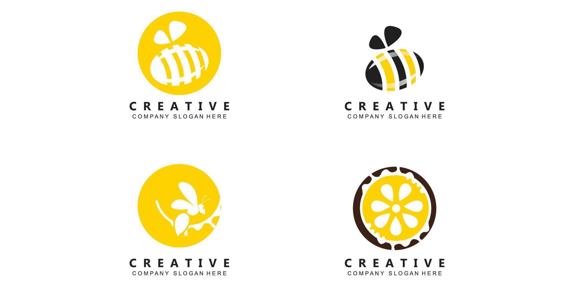 simple yellow honey bee free icon vector logo