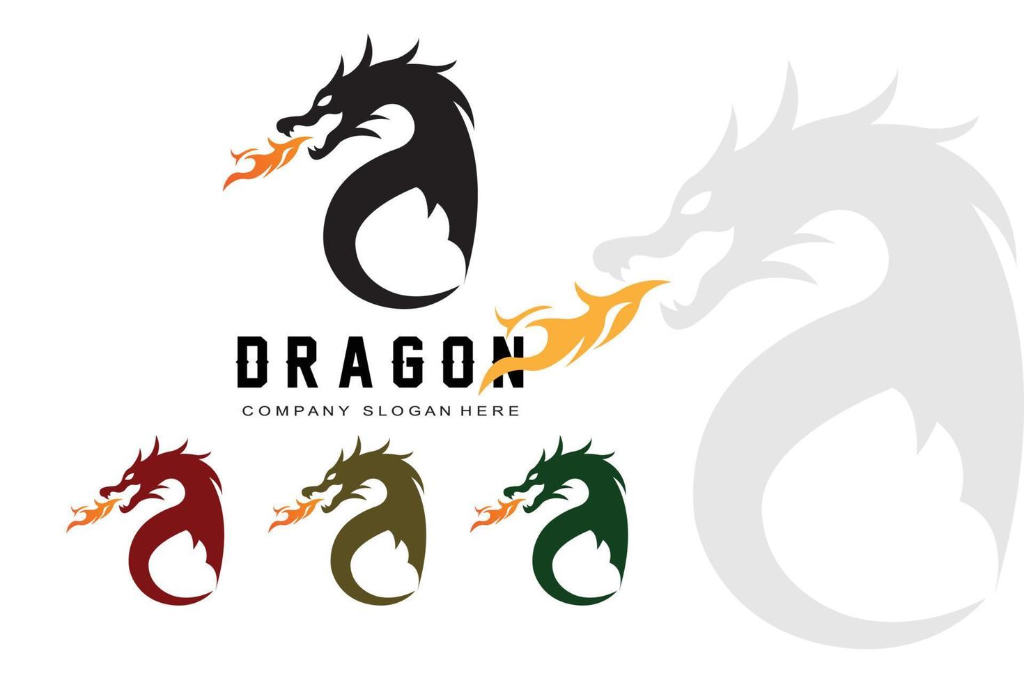 diseño del logotipo del dragón, ilustración animal de la leyenda de la creencia china vector