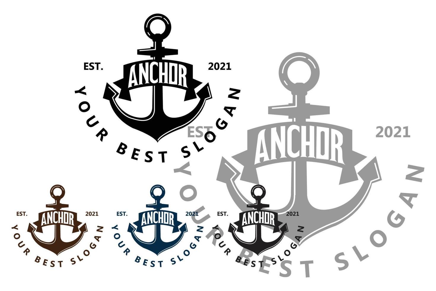 ship anchor logo icon vector, port, retro design illustration vector