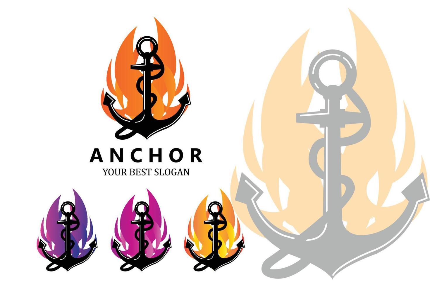 ship anchor logo icon vector, port, retro design illustration vector