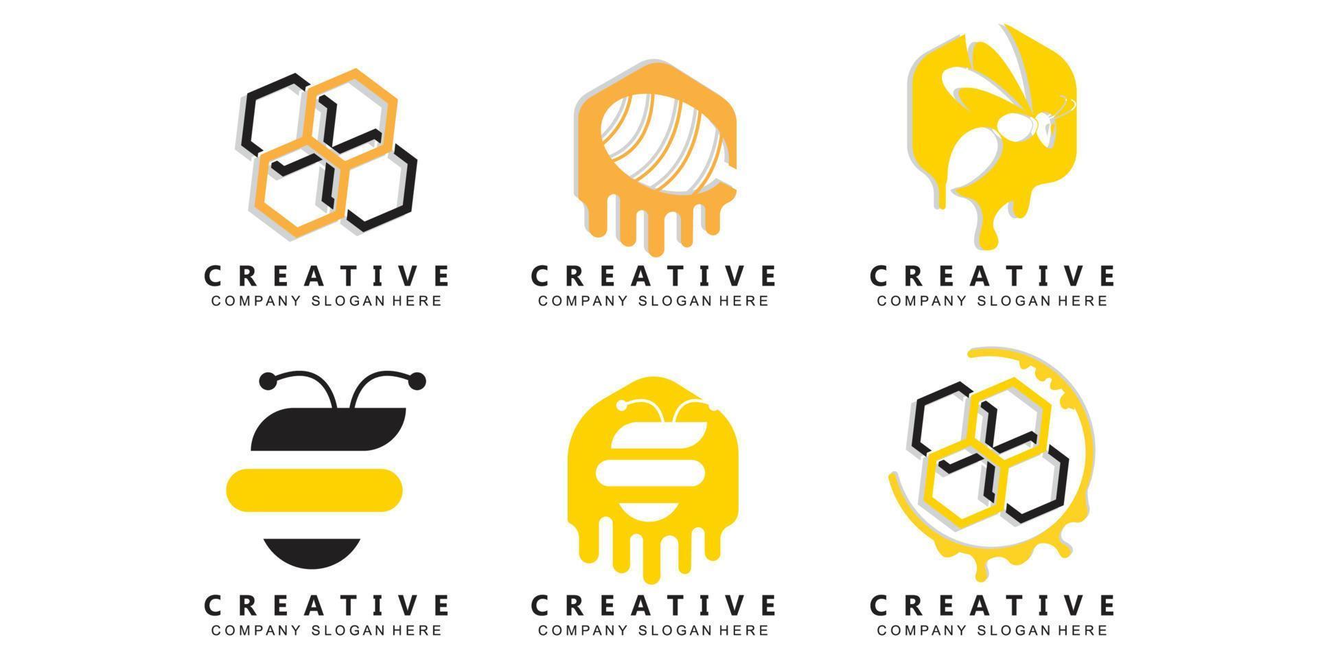 simple yellow honey bee free icon vector logo