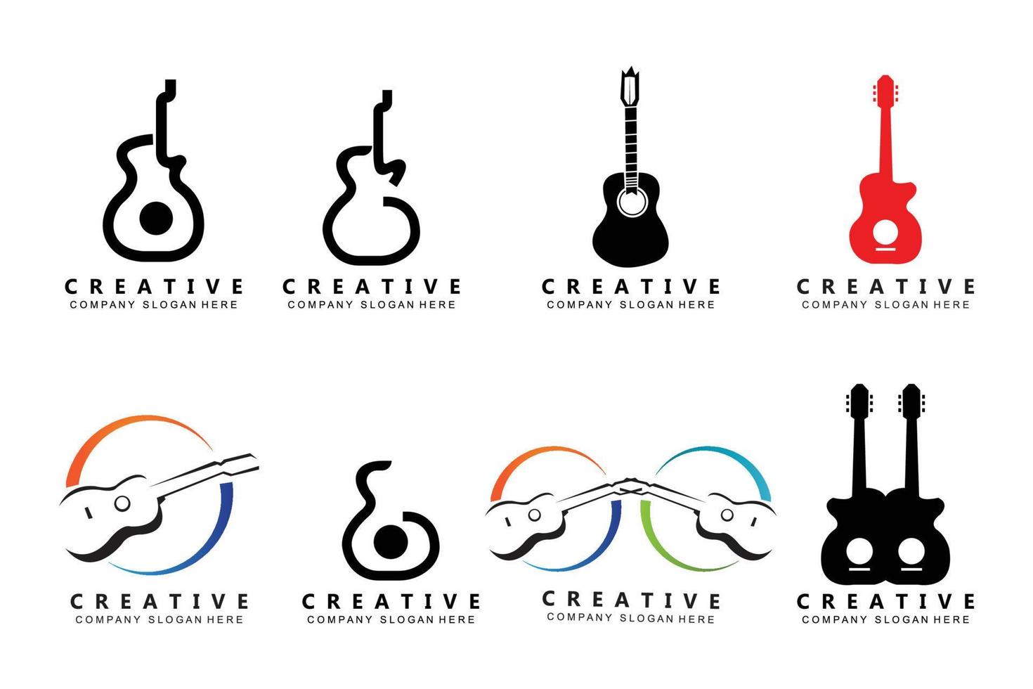 guitar logo design musical instrument illustration vector