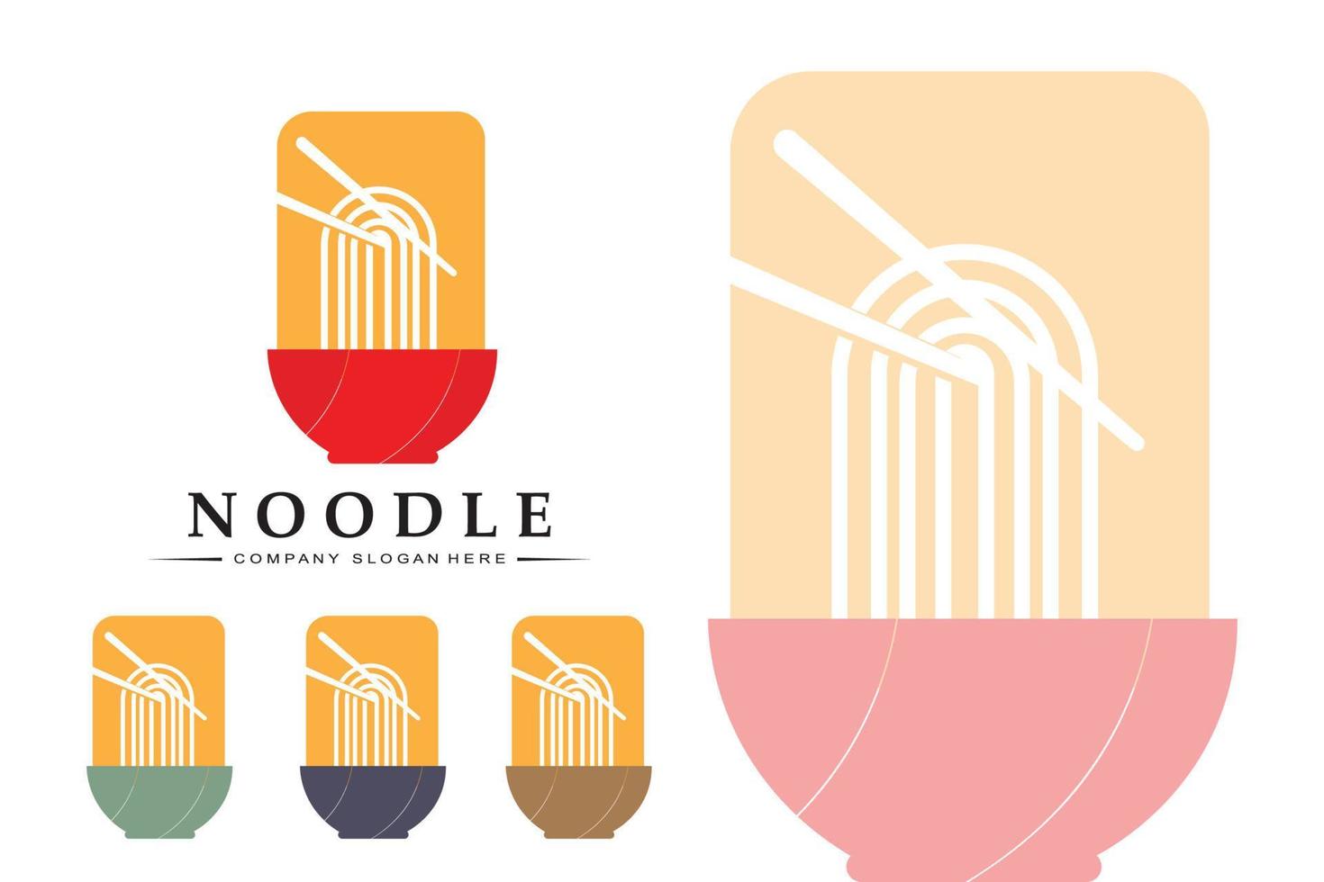 A collection of noodle logo inspiration. Chinese food and bowl design template. Retro Concept Illustration vector