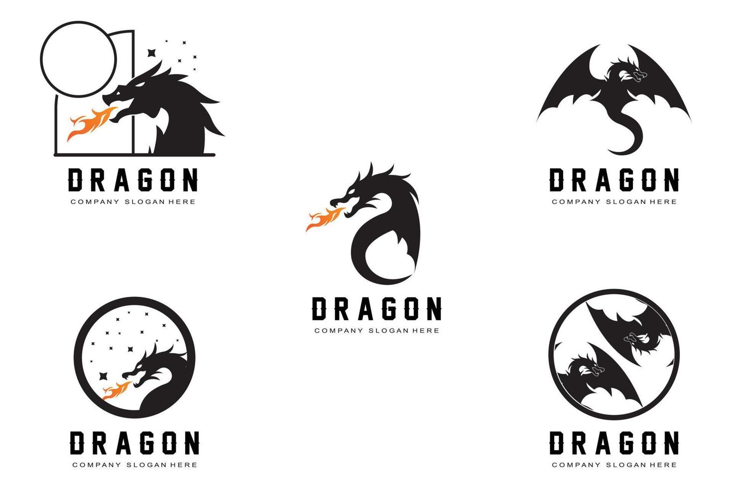 diseño del logotipo del dragón, ilustración animal de la leyenda de la creencia china vector