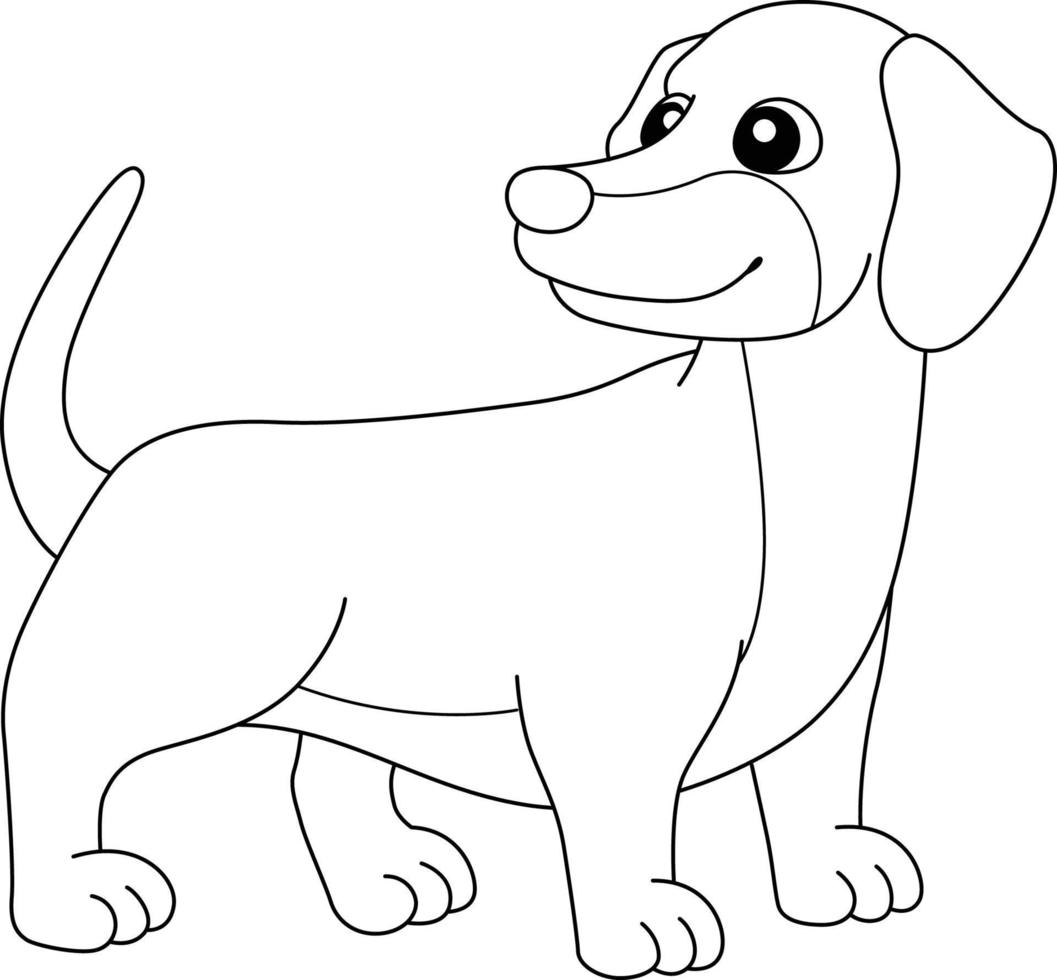 página para colorear de perro salchicha aislada para niños vector