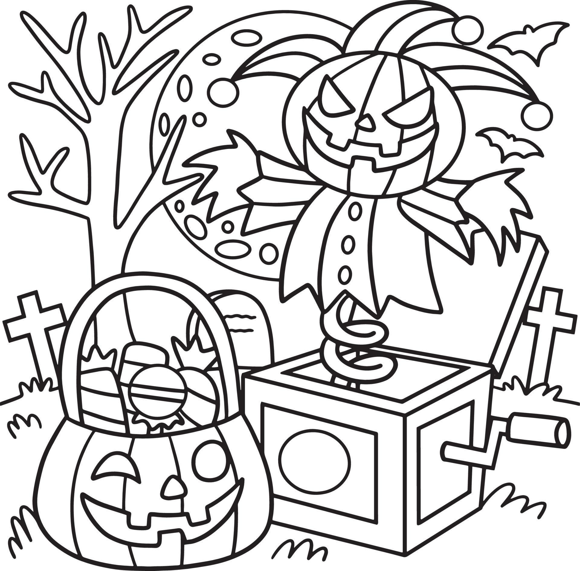 Jack In The Box Halloween Coloring Page for Kids 8208227 Vector Art at