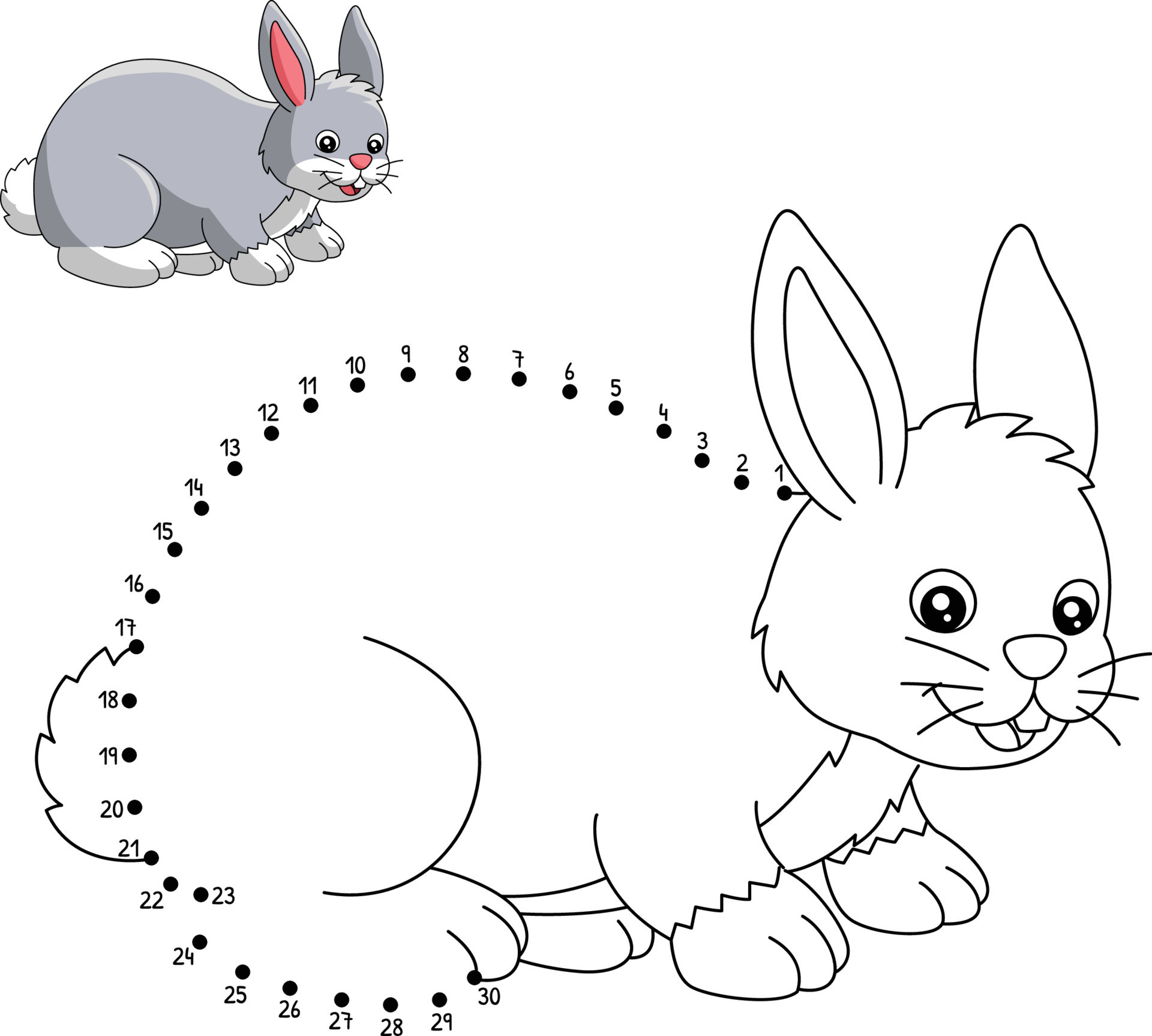 Dot to Dot Rabbit Coloring Page for Kids 8208230 Vector Art at Vecteezy