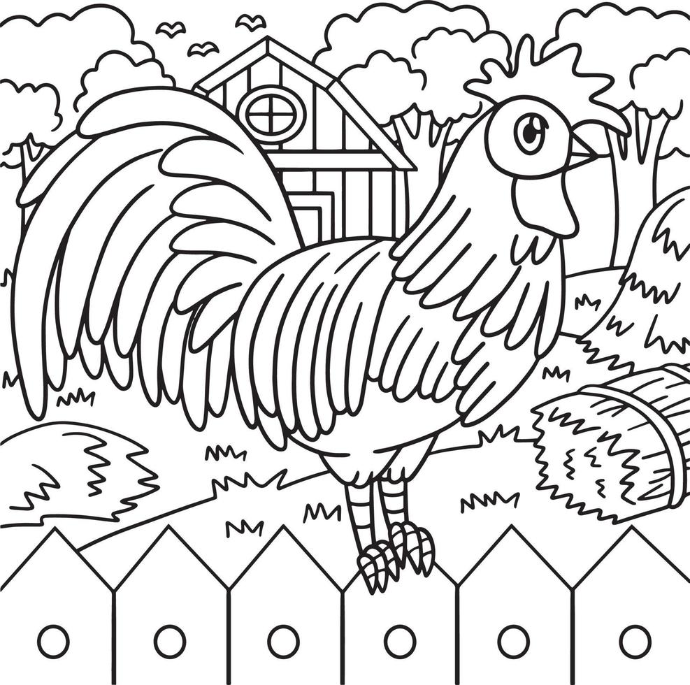 Rooster Coloring Page for Kids vector
