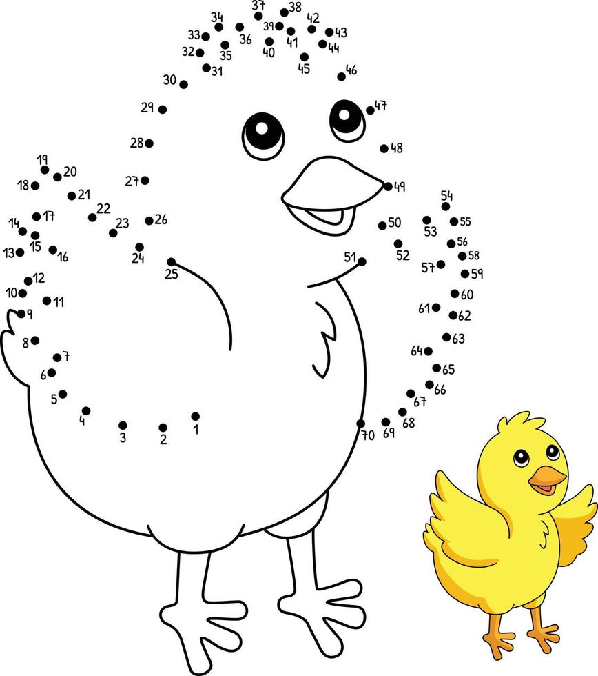 Dot to Dot Chick Coloring Page for Kids vector