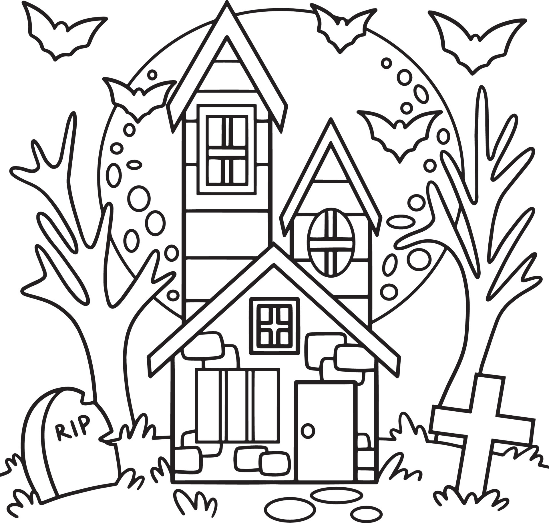 Haunted House Halloween Coloring Page For Kids 8208276 Vector Art At Haunted House Halloween Coloring Page For Kids 8208276 Vector Art At