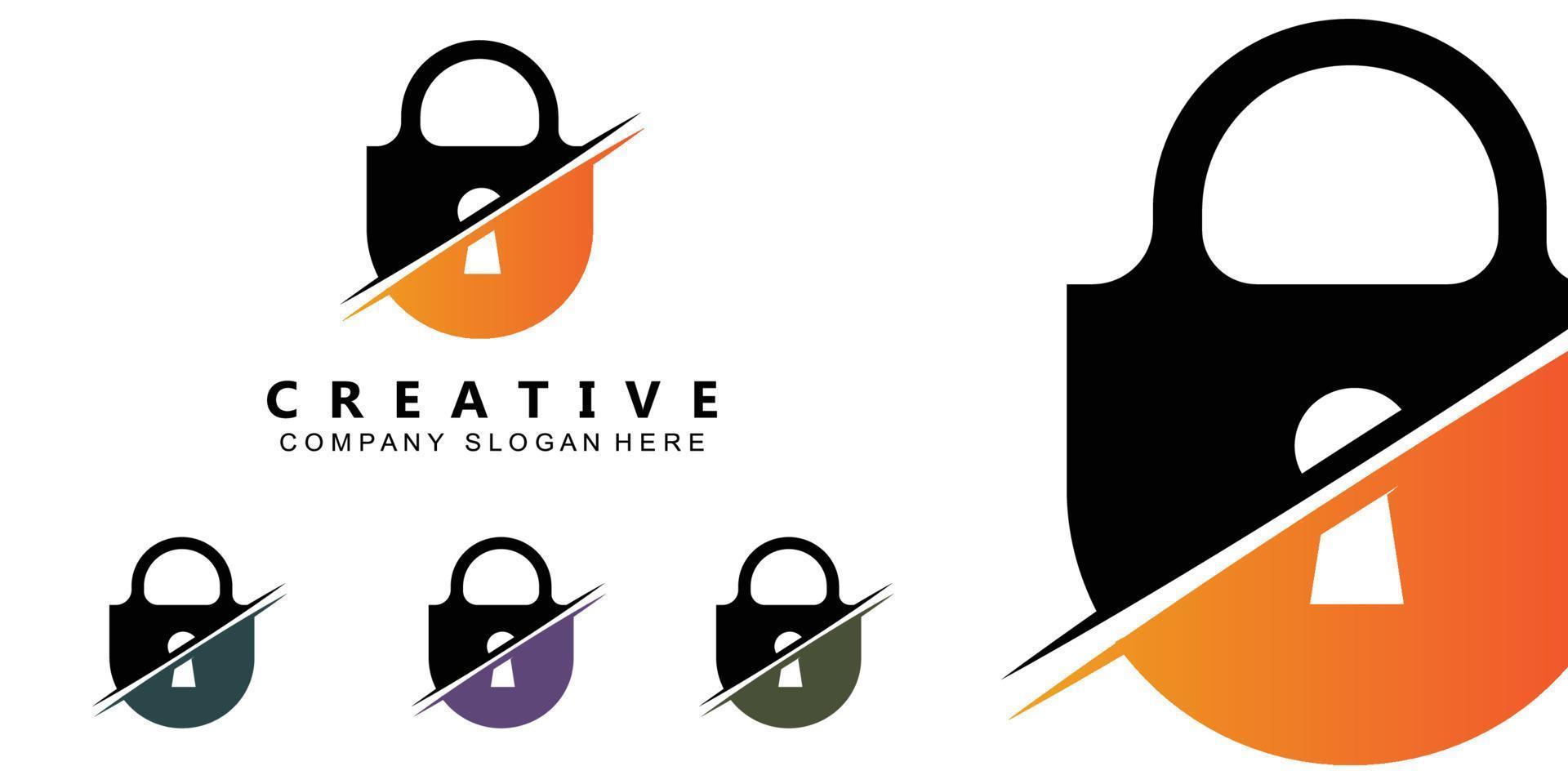 home and site security padlock logo vector symbol