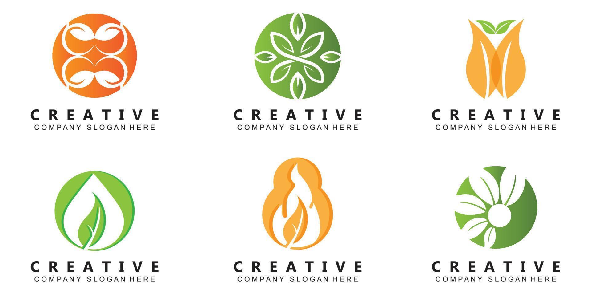 premium quality green leaf plant logo vector symbol