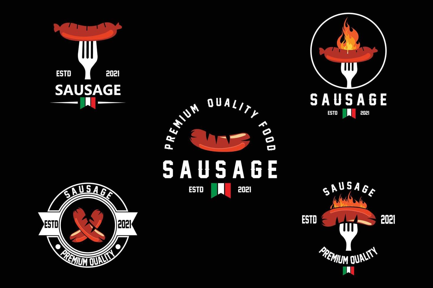 grilled sausage logo vector symbol, barbecue meat, retro concept