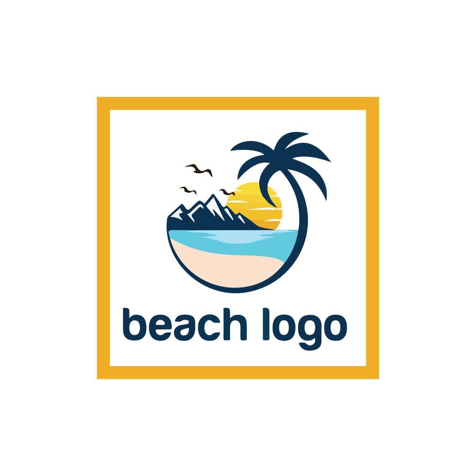 Beach icon for business Initials Monogram logo vector