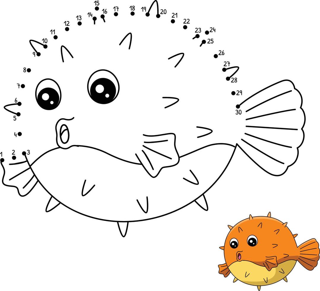página para colorear de pez globo punto a punto para niños 8208575 Vector  en Vecteezy
