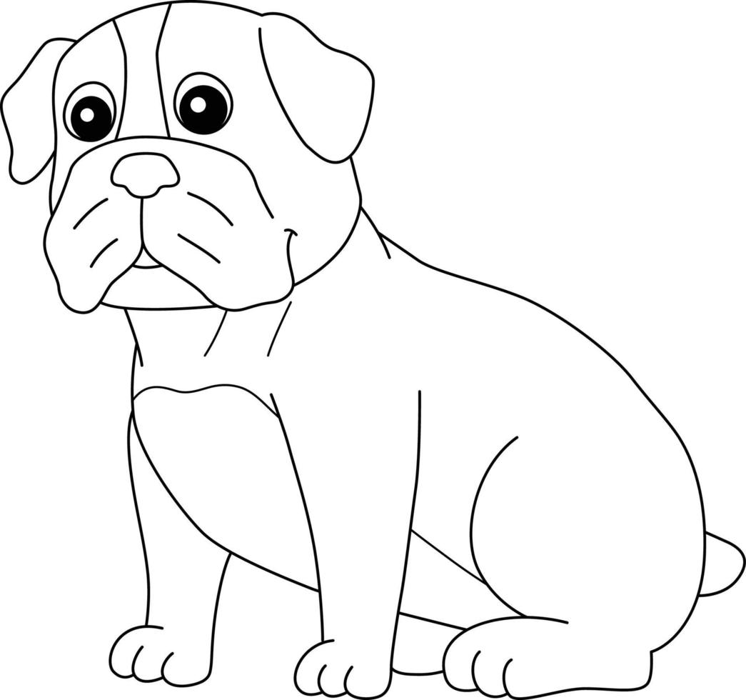 Bulldog Dog Coloring Page Isolated for Kids vector