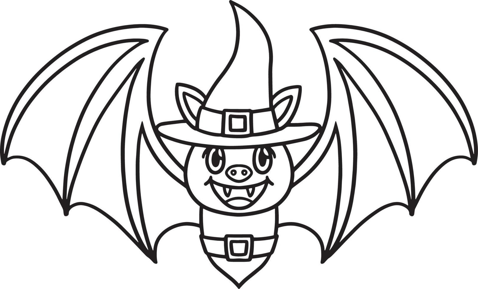 Vampire Bat Halloween Isolated Coloring Page vector