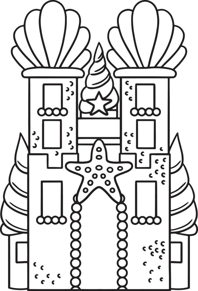 Mermaids Castle Isolated Coloring Page for Kids vector