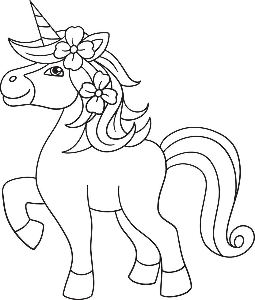 hermoso unicornio aislado página para colorear para niños vector