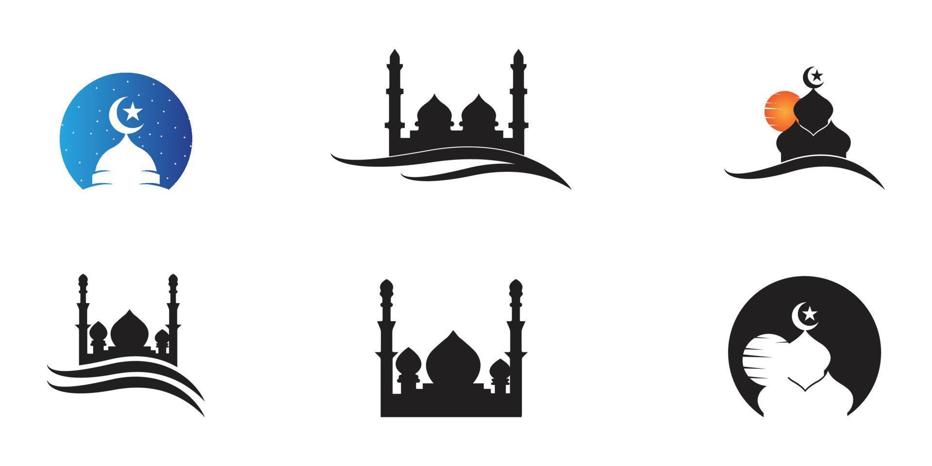 Islamic mosque vector logo icon free template for the month of Ramadan Kareem and Eid