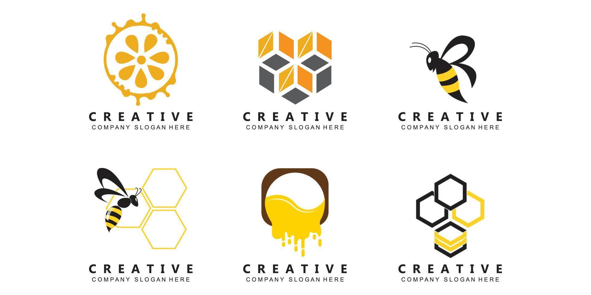 simple yellow honey bee free icon vector logo