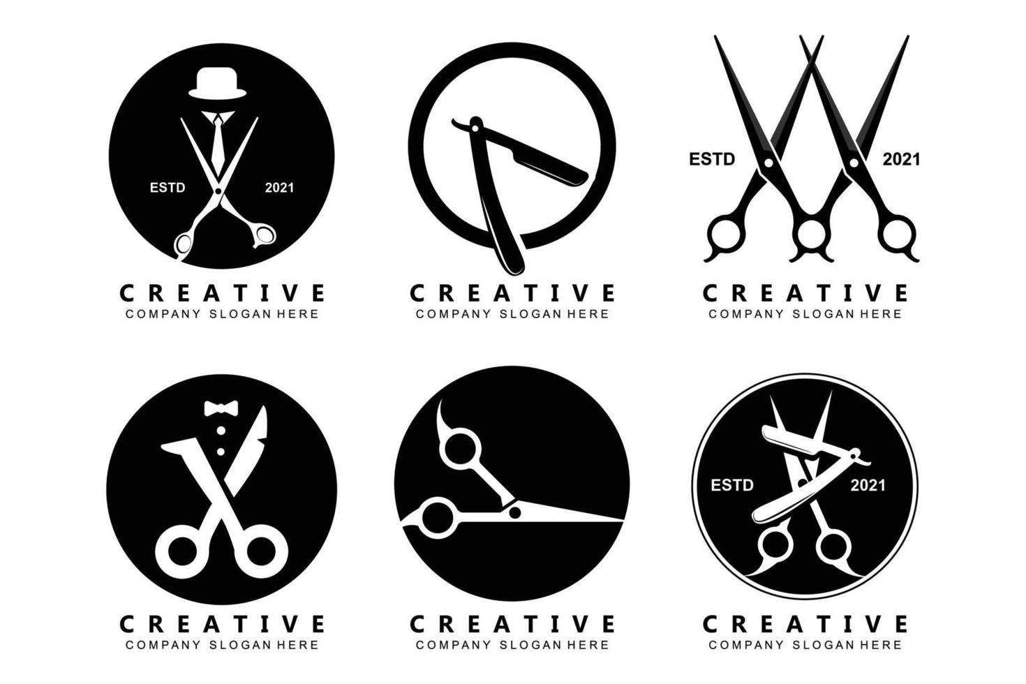 Barber tool scissors logo icon background symbol vector