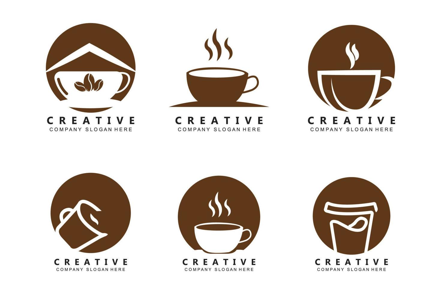 diseño de icono de vector de plantilla de logotipo de taza de café y frijoles