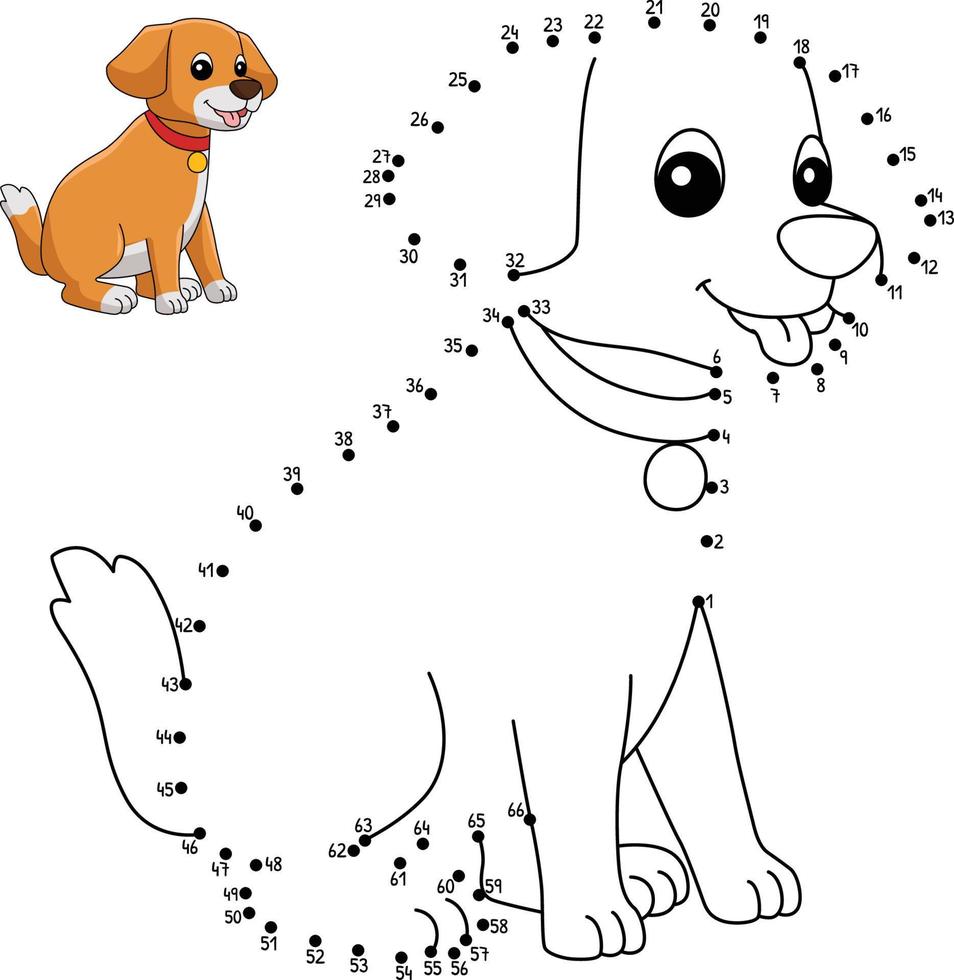 Dot to Dot Dog Coloring Page for Kids vector