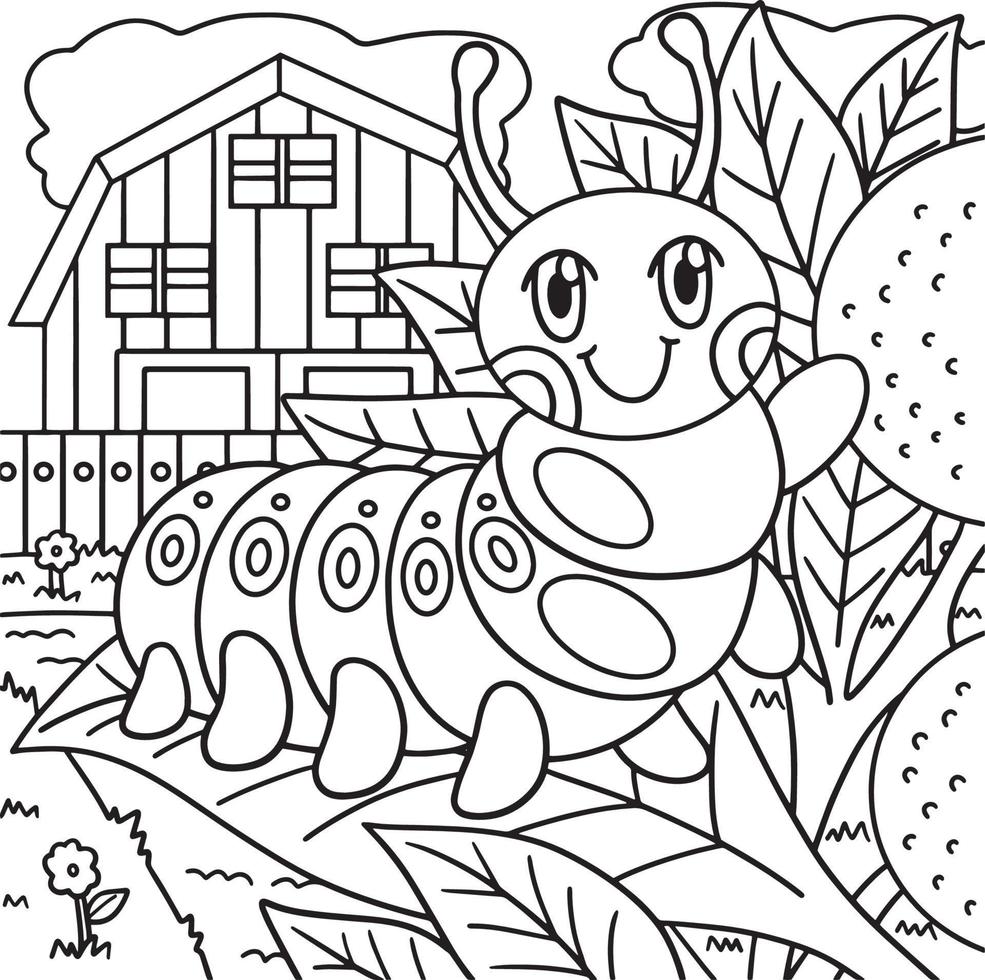 Caterpillar Coloring Page for Kids vector