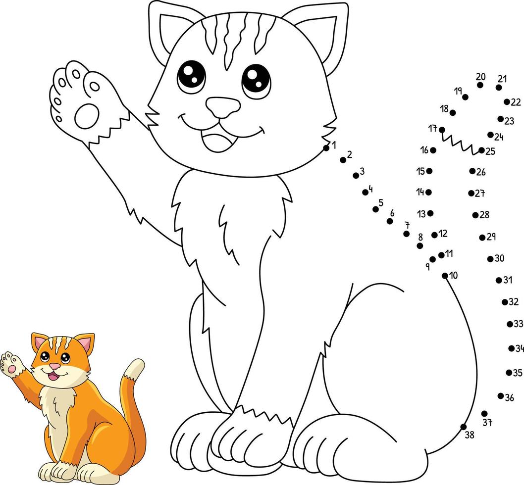 Dot to Dot Cat Coloring Page for Kids vector