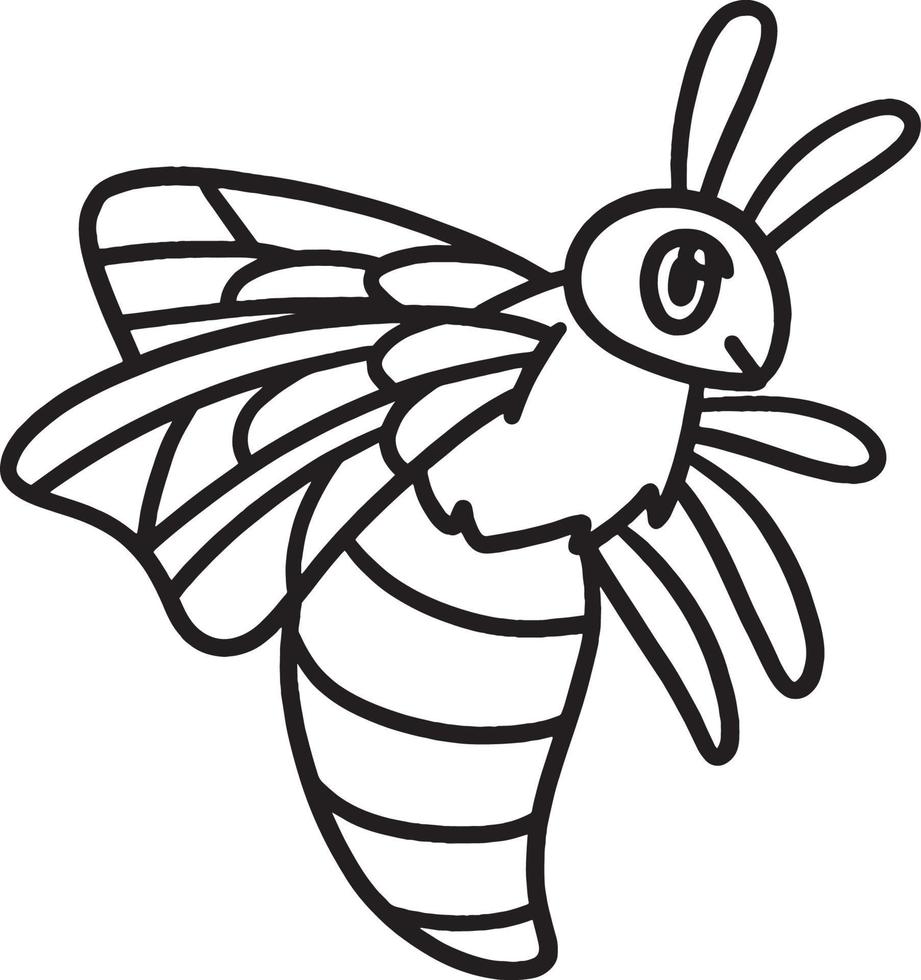 abeja para colorear página aislada para niños vector